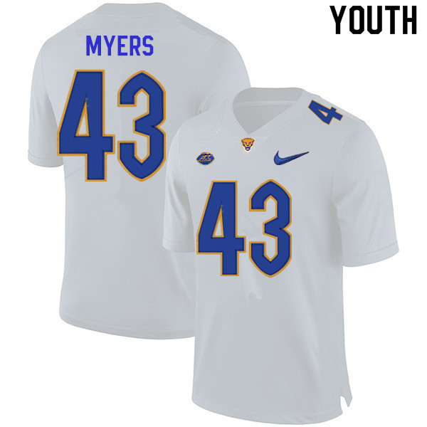 Youth #43 Eli Myers Pitt Panthers College Football Jerseys Sale-White